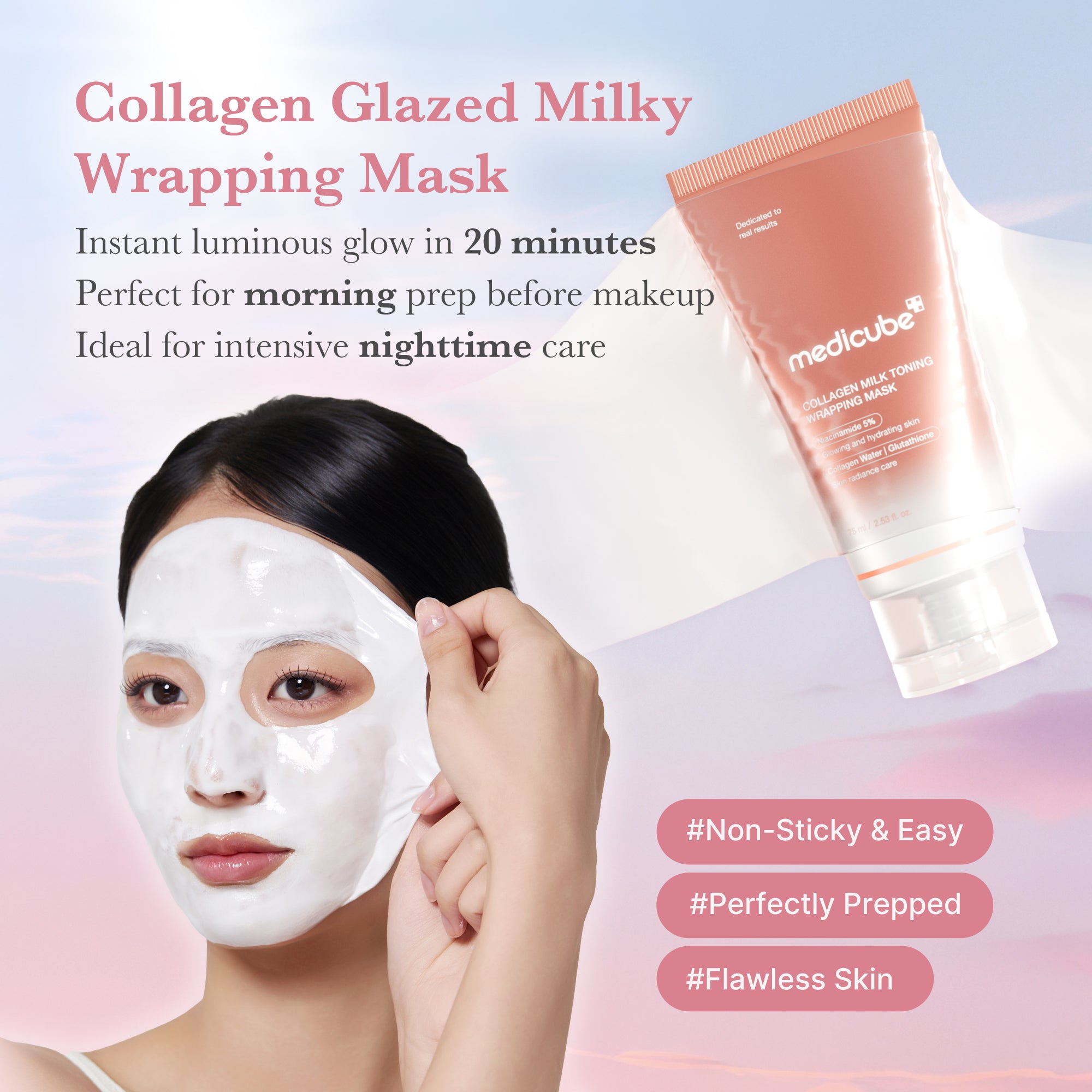 denní zábalová maska s kolagenem milky glow
